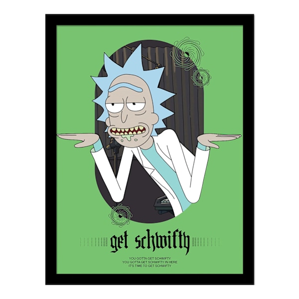 Rick And Morty Classrickal Get Schwifty Inramad Poster 40cm x 30 Green/Black 40cm x 30cm