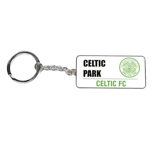 Celtic FC Gatuskylt Nyckelring En Storlek Silver/Vit Silver/White One Size