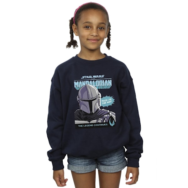 Star Wars The Mandalorian Flickor Mando Comic Cover Sweatshirt 7- Navy Blue 7-8 Years