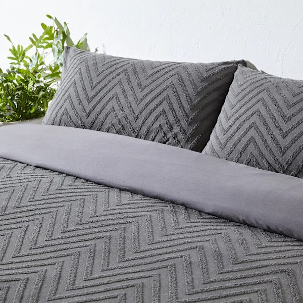 The Linen Yard Tufted Chevron Påslakan Set Enkelsäng Charcoal Charcoal Single