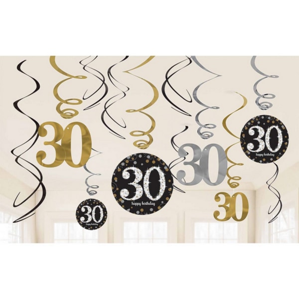 Amscan Sparkling Gold Celebration 30th Birthday Hanging Swirl D Gold One Size