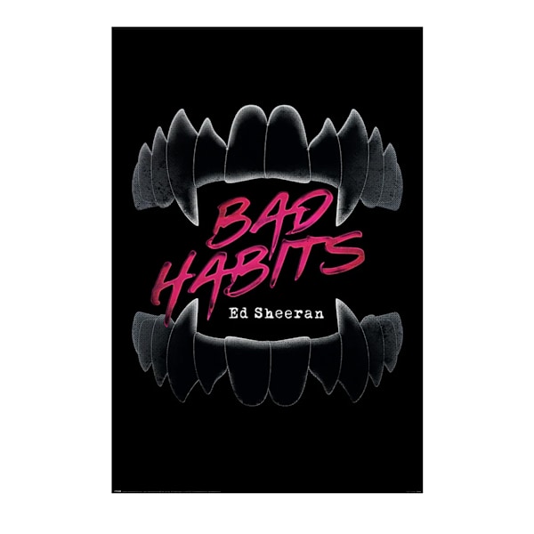 Ed Sheeran Bad Habits Vampire Poster One Size Black Black One Size