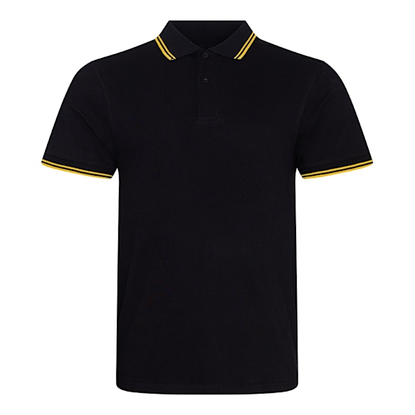 AWDis herr stretch pikétröja med tippad krage S svart/gul Black/Yellow S