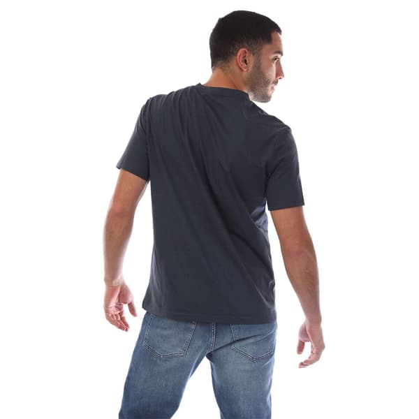 Boss Herr Logotryckt Bomulls T-shirt Normal Passform L Marinblå Navy L