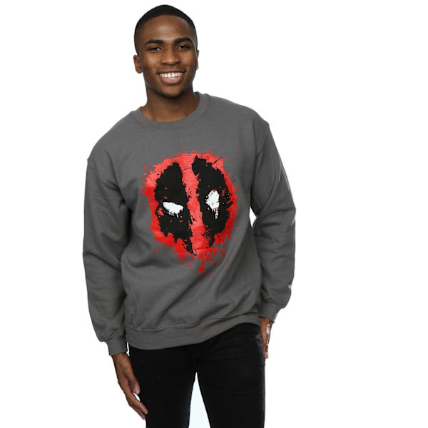 Marvel Deadpool Splat Face Sweatshirt M Charcoal Charcoal M