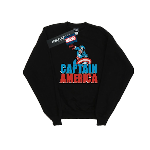 Marvel Boys Captain America Pixelated Sweatshirt 12-13 år Blå Black 12-13 Years