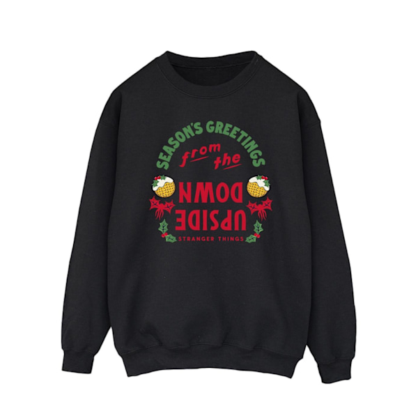 Netflix Mens Stranger Things Upside Down Seasons Greetings Sweatshirt Black XL