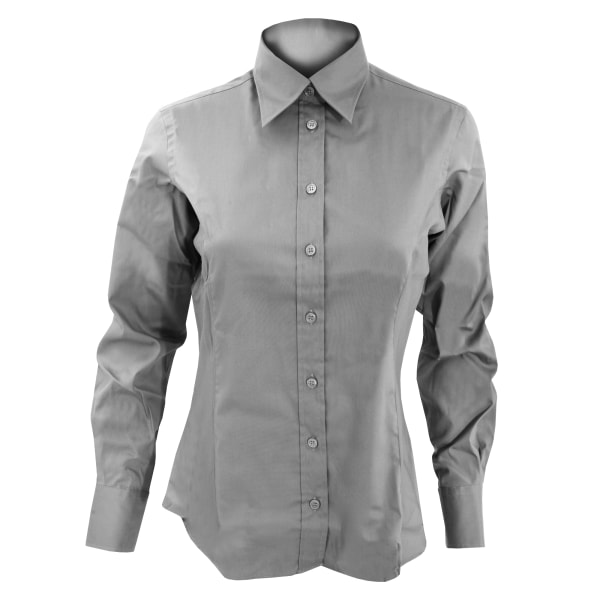 Kustom Kit Ladies Corporate Long Sleeve Oxford Shirt 14 Silver Silver Grey 14