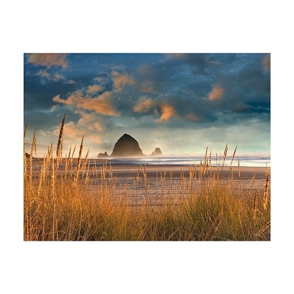 Dennis Frates Haystack Rock vid Cannon Beach Tryck 40cm x 50cm B Blue/Brown 40cm x 50cm