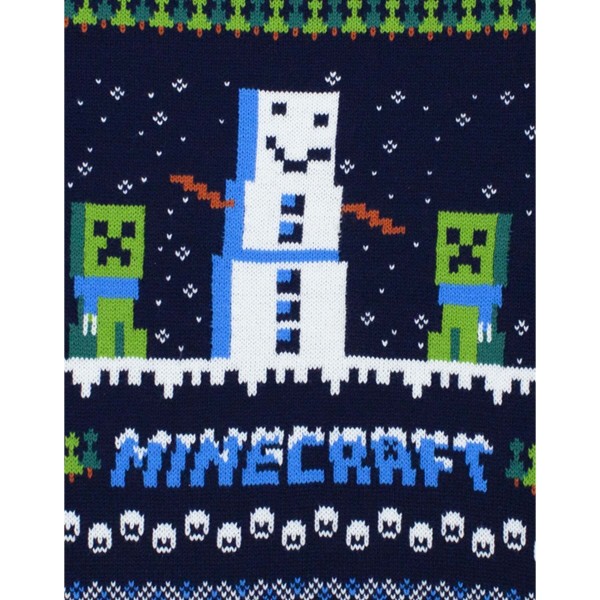 Minecraft barn/barn snöig stickad jultröja 5-6 Ja Navy/Green/White 5-6 Years