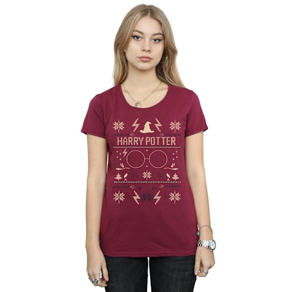 Harry Potter Dam/Damjul Julmönstrad Bomull T-shirt XXL Burgundy XXL