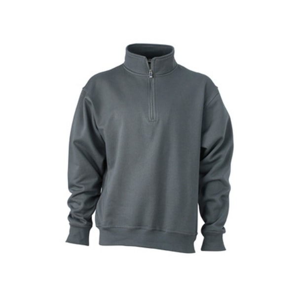 James och Nicholson Unisex Workwear Half Zip Sweatshirt 4XL bil Carbon Grey 4XL