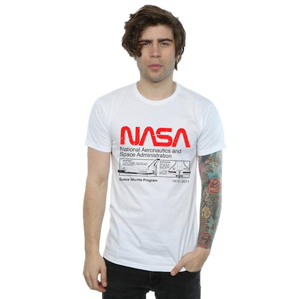 NASA Herr Space Shuttle Bomull T-shirt M Vit White M