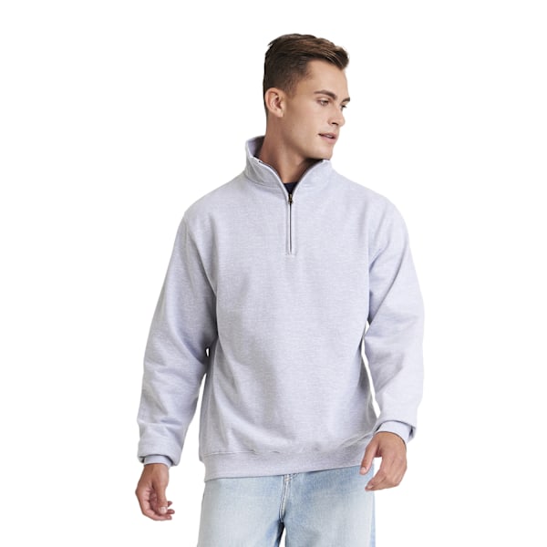 Awdis Herr Sophomore Heather Zip Neck Sweatshirt XXL Heather Grå Heather Grey XXL