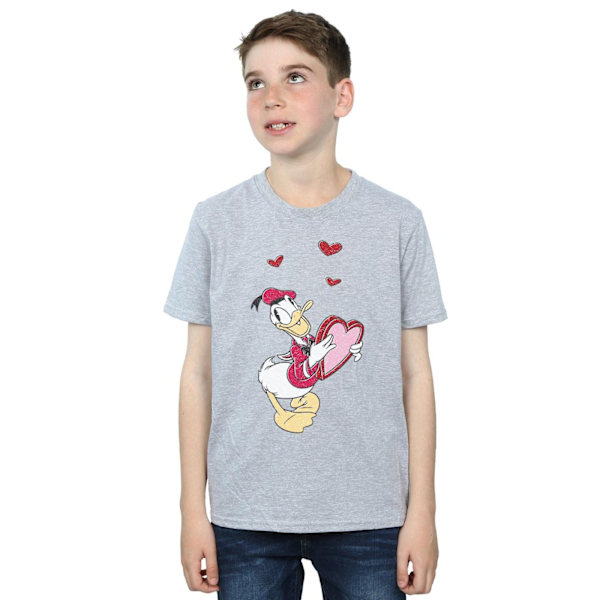 Disney Boys Donald Duck Love Heart T-Shirt 7-8 år Sports Grey Sports Grey 7-8 Years