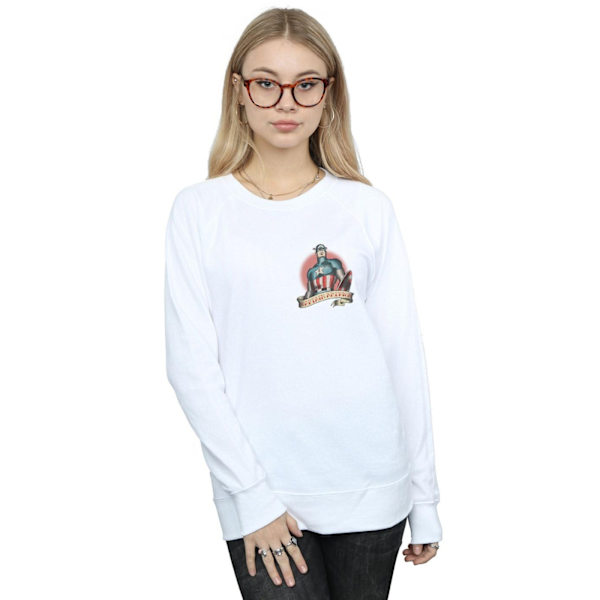 Marvel Womens/Ladies Captain America Tattoo Breast Print Sweats White S