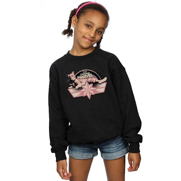 Marvel Girls Captain Marvel Chillin Goose Sweatshirt 7-8 år Black 7-8 Years