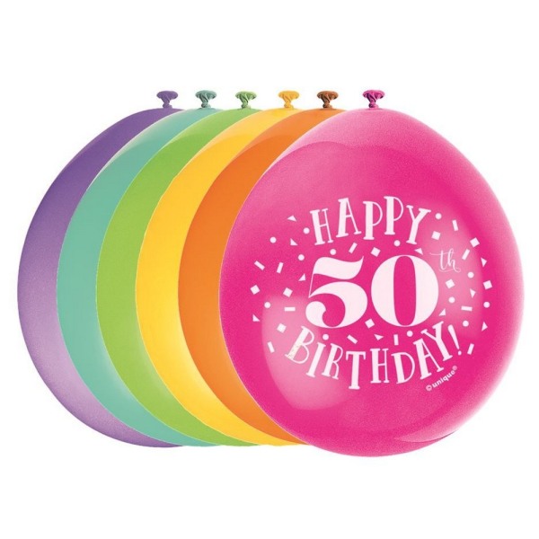 Unik partylatex 50-årsballong (paket med 10 ) One Size Multicoloured One Size