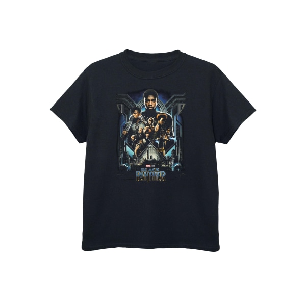 Black Panther Boys Movie Poster Bomull T-Shirt 7-8 År Svart Black 7-8 Years