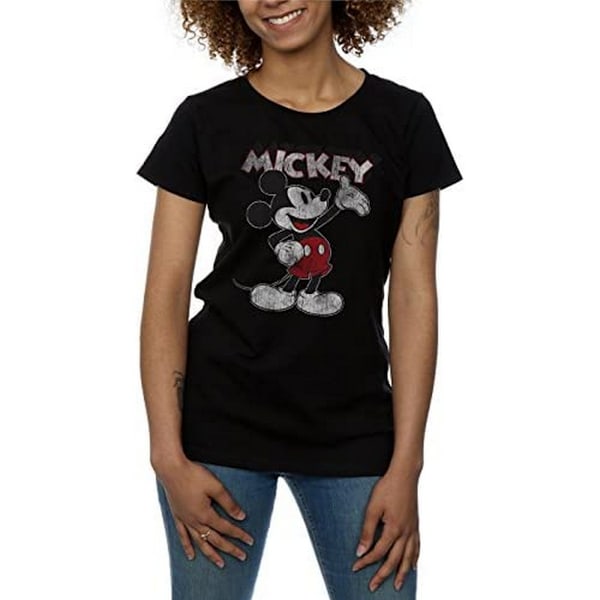 Disney Dam/Kvinnor Presenterar Mickey Mouse Bomull T-shirt M Svart Black M