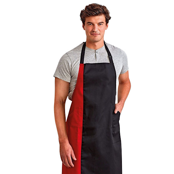 Premier Unisex Kontrastfärgad Arbetsförkläde Haklapp En Storlek Svart/ Röd Black/ Red One Size