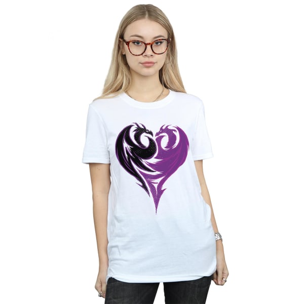 Disney Dam/Damer The Descendants Dragon Heart Bomull Boyfriend T-Shirt S Vit White S