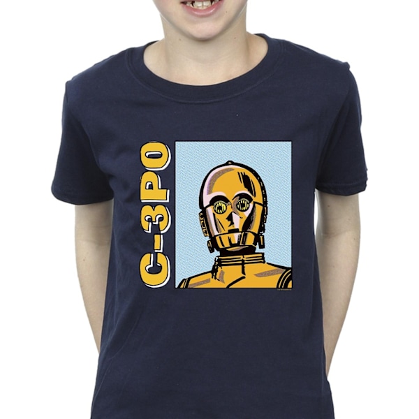 Star Wars Boys C3PO Line Art T-Shirt 9-11 år Marinblå Navy Blue 9-11 Years