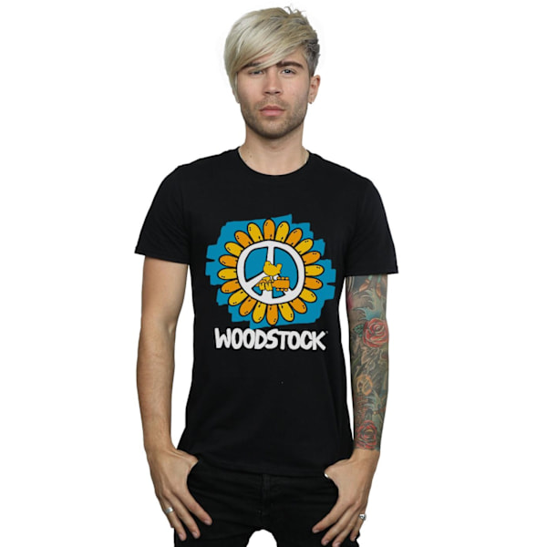 Woodstock Mens Flower Peace T-Shirt 3XL Svart Black 3XL