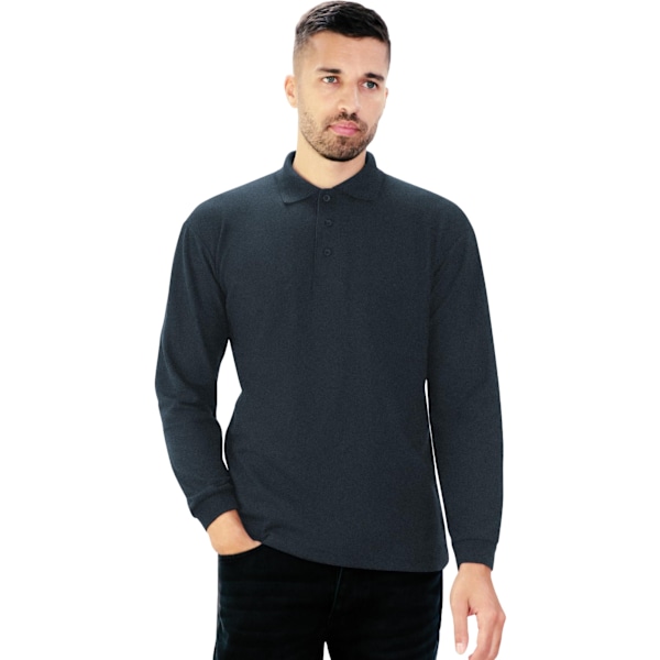 Casual Classic Herrarnas Långärmad Polo XL Mörk Heather Dark Heather XL