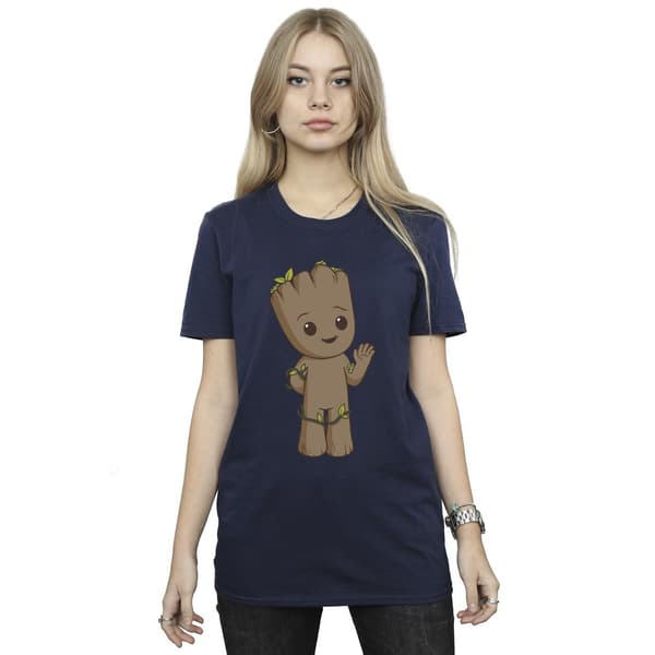 Marvel Dam/Dam I Am Groot Söt Groot Bomull Boyfriend T-shirt Navy Blue M