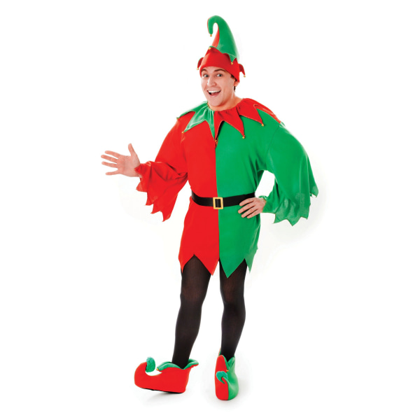 Bristol Novelty Unisex Adults Elf Helper Costume One Size Röd/G Red/Green One Size