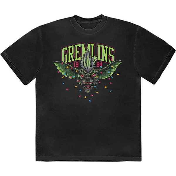 Gremlins Unisex Vuxen 1984 Stripe Xmas Lights T-Shirt XL Svart Black XL