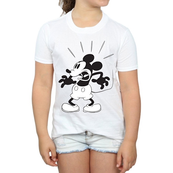 Disney Girls Mickey Mouse Scared Bomull T-shirt 7-8 År Vit White 7-8 Years