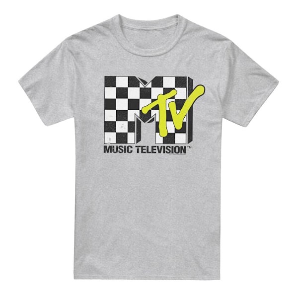 MTV Herr T-shirt med Schackrutigt Logotryck S Sport Heather Sport Heather S
