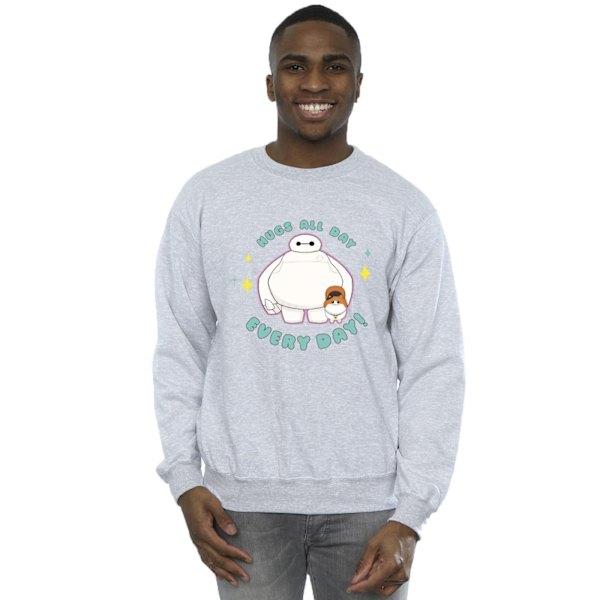 Disney Herr Big Hero 6 Baymax Kramar Varje Dag Sweatshirt 5XL Spor Sports Grey 5XL