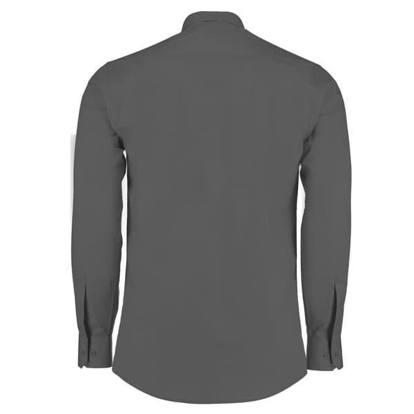 Kustom Kit Herr Poplin Skräddarsydd Långärmad Skjorta 16in Graphite 16in