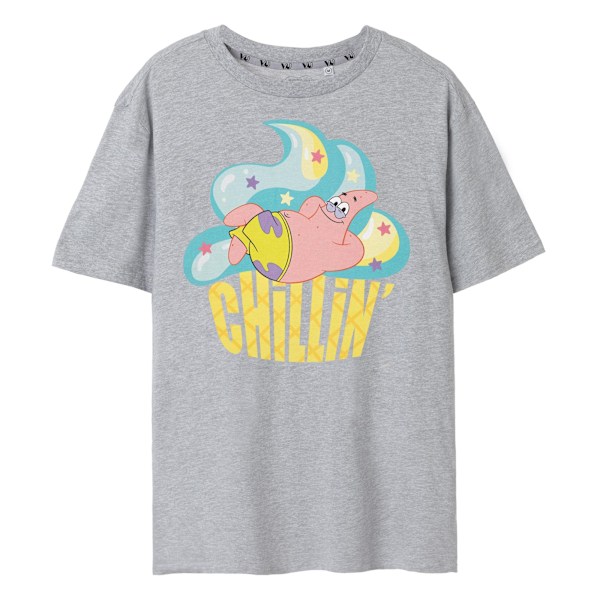 SpongeBob SquarePants Dam/Kvinnor Chillin Patrick Star T-Shir Grey Marl L