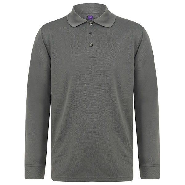 Henbury Vuxen Unisex Långärmad Coolplus Pikétröja XL C Charcoal XL