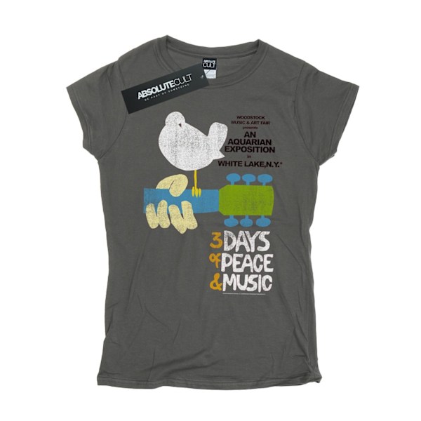 Woodstock Womens/Ladies Festival Poster Bomull T-Shirt S Charco Charcoal S