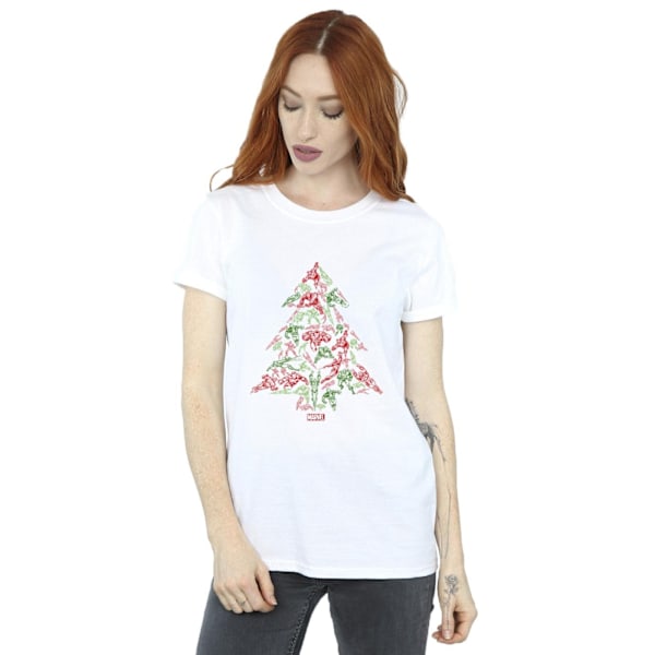 Marvel Dam/Damer Avengers Julgran Bomull Boyfriend T-shirt White XXL