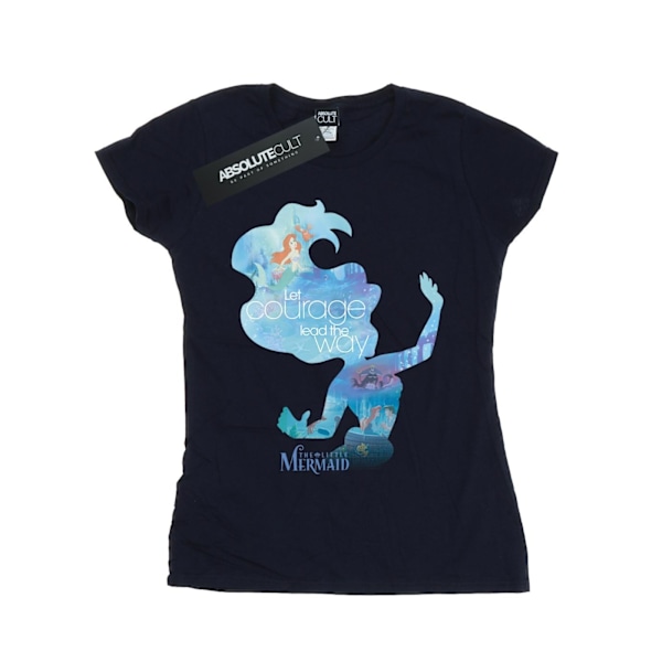 Disney Princess Dam/Damer Ariel Fylld Silhuett Bomull T-shirt Deep Navy S