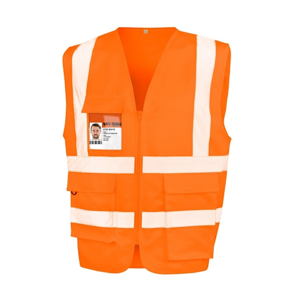 SAFE-GUARD by Result Herr Polycotton Heavy Duty Rail Hi-Vis Väst Fluorescent Orange XL