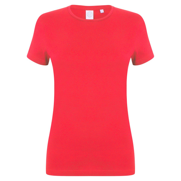 Skinni Fit Dam/Kvinnor Feel Good Stretch Kortärmad T-shirt Bright Red S