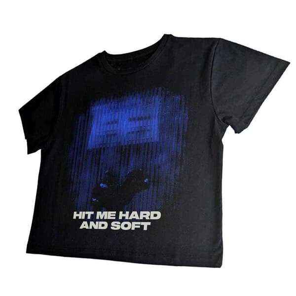 Billie Eilish Dam Hit Me Hard And Soft Lines Crop Top Black/Blue L