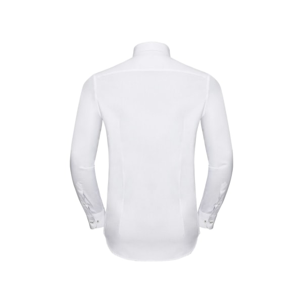 Russell Collection Herr Herringbone Tailored Long-sleeved Forma White/Silver/Convoy Grey 16.5in