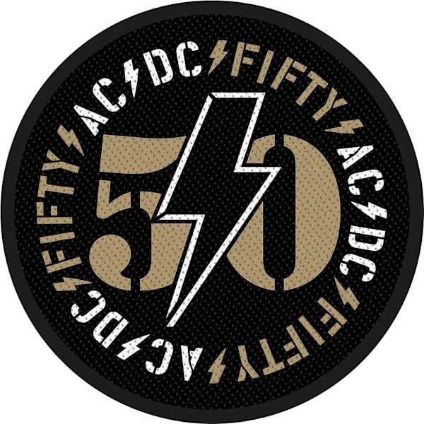 AC/DC Fifty Påsydd Vävd Patch One Size Svart Black One Size