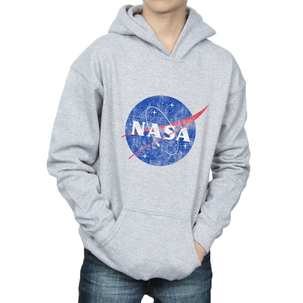 NASA Boys Classic Insignia Logo Distressed Hoodie 7-8 år Spo Sports Grey 7-8 Years