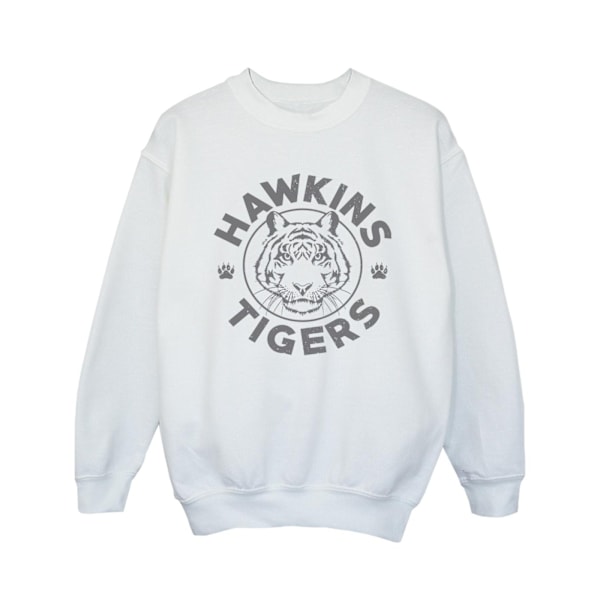 Netflix Girls Stranger Things Hawkins Grå Tiger Sweatshirt 7-8 White 7-8 Years