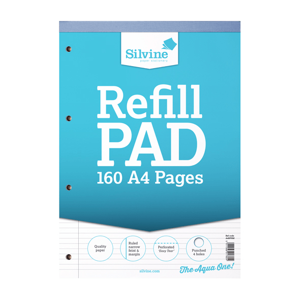 Silvine A4 Fyllnadsblock Smalt Rutigt & Marginal (6-pack med 80 blad) Narrow Lines One Size