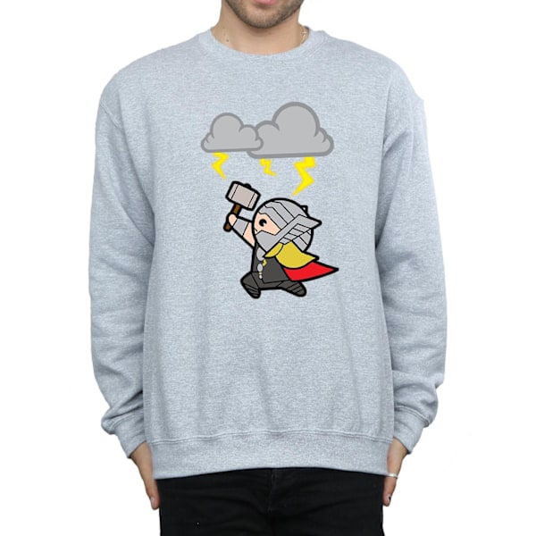 Marvel Mens Kawaii Thor God Of Thunder Sweatshirt XL Sports Grå Sports Grey XL